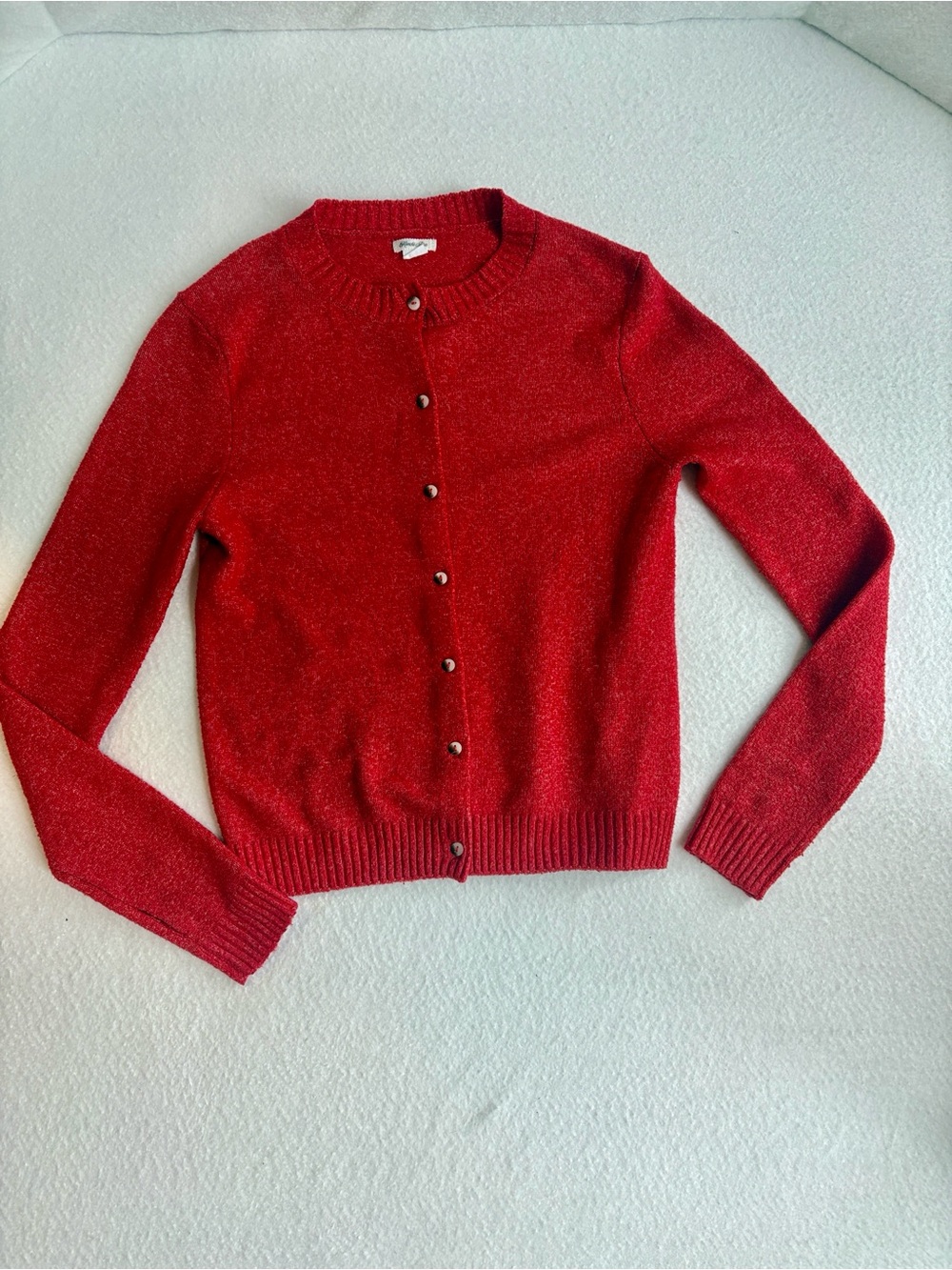 Kimchi Blue Red Button-Front Crewneck Cardigan